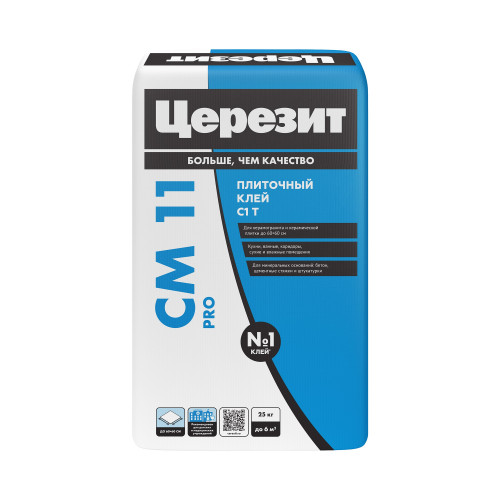 Клей для плитки Церезит СМ 11 Про серый класс C1 T 25 кг
